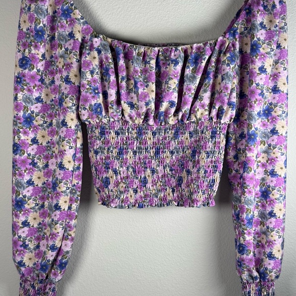 Forever 21 Tops - Forever 21 Floral Off-Shoulder Blouse - Purple and Cream